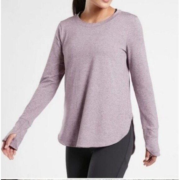 Athleta Uptempo Long sleeve Purple Yoga Thumb holes Fitness Shirt Large - Picture 9 of 9